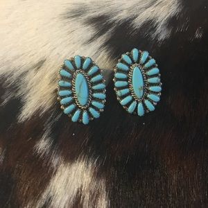 Vintage Turquoise Stamped Earrings